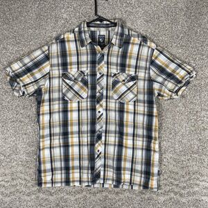 Kuhl Suncel Shirt Mens XL Blue Plaid Short Sleeve Button Up Outdoor Hiking